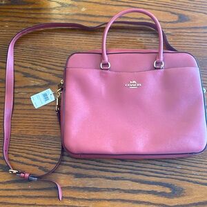 NWT Coach Rouge Leather Laptop Bag